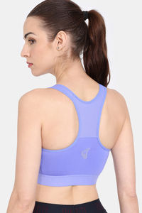 Zelocity High Impact Quick Dry Front Opening Sports Bra - Deep Periwinkle — thumbnail 4